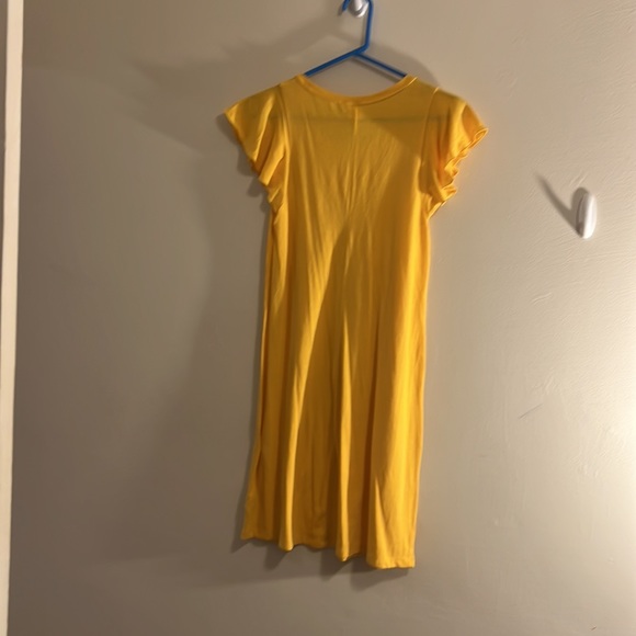GAP gold yellow midi dress with ruffle sleeve and scoop neck - Picture 4 of 6